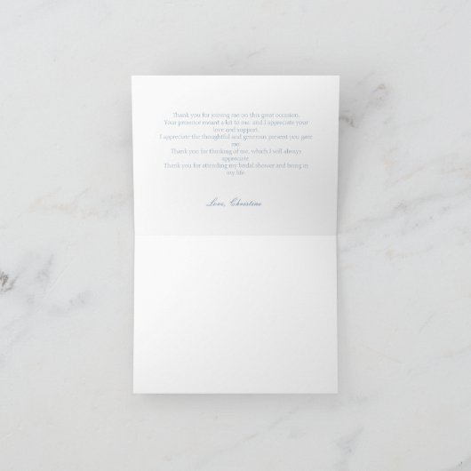 フローラ何か青い前に私はブライダルシャワー サンキューカード (内部)