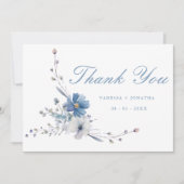 フローラ何か青ブライダルシャワーサンキューカード 案内状 (正面)