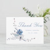 フローラ何か青ブライダルシャワーサンキューカード 案内状 (スタンド正面)