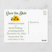 フローラ保存の日付の黄色ひまわり婚約 ポストカード (裏面)