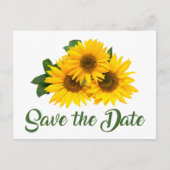 フローラ保存の日付の黄色ひまわり婚約 ポストカード (正面)