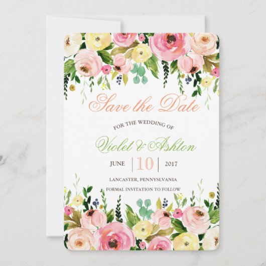 フローラ保存日付招待状 セーブザデート (正面)