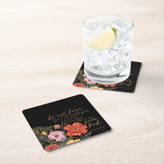 フローラ信仰 – 恐れるな、わたしはあなたと共にいるからだ スクエアペーパーコースター (インサイチュ)