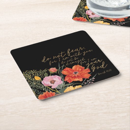 フローラ信仰 – 恐れるな、わたしはあなたと共にいるからだ スクエアペーパーコースター (アングル)