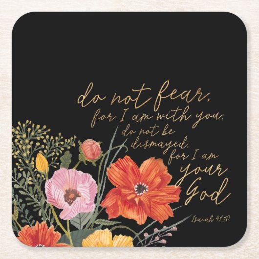 フローラ信仰 – 恐れるな、わたしはあなたと共にいるからだ スクエアペーパーコースター (正面)