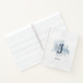 フローラ個人モダンモノグラム文字Jブルー金ゴールド ノートブック (内部)