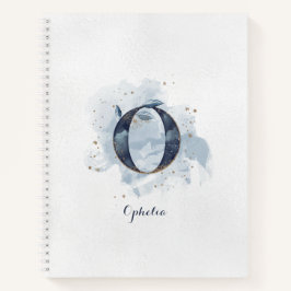 フローラ個人モダンモノグラム文字Oブルー金ゴールド ノートブック