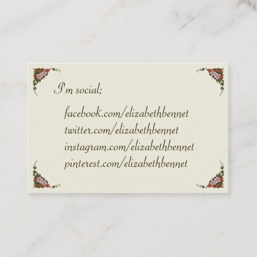 フローラ個人ヴィンテージビクトリアン 名刺 (裏面)