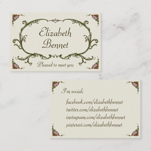 フローラ個人ヴィンテージビクトリアン 名刺 (正面/裏面)