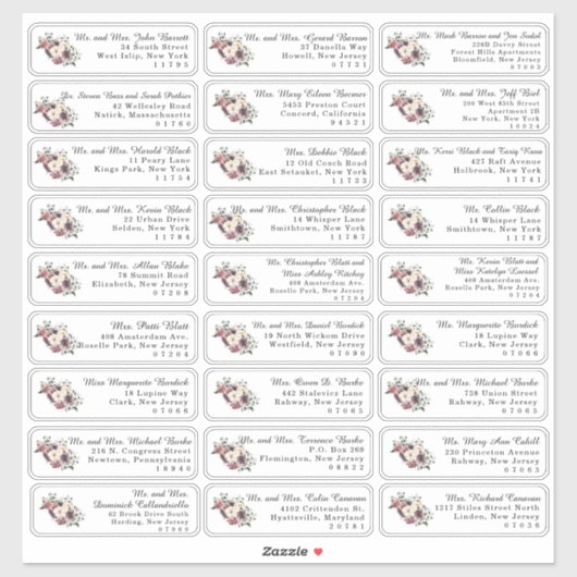 フローラ個人結婚のゲスト住所 シール (シート)