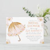 フローラ傘グリッターブライダルシャワー招待 招待状 (スタンド正面)