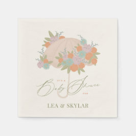 フローラ傘ニュートラルユニセックスベビーシャワー スタンダードカクテルナプキン