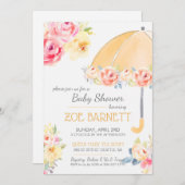 フローラ傘ベビーシャワーパーソナライズRSVP 招待状 (正面/裏面)