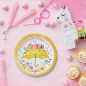 フローラ傘ベビーシャワー紙プレート- 4月S ペーパープレート (パーティー)