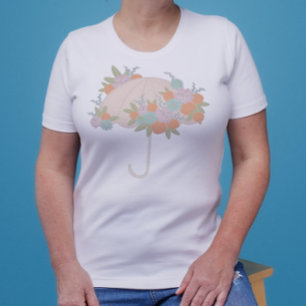 フローラ傘ママは文字バック赤ちゃんシャワー Tシャツ