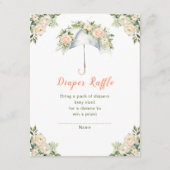 フローラ傘赤ちゃんシャワーおむつラッフル エンクロージャーカード (正面)