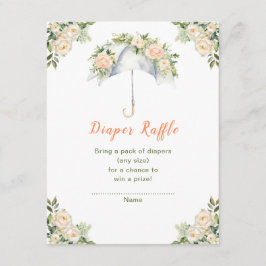 フローラ傘赤ちゃんシャワーおむつラッフル エンクロージャーカード