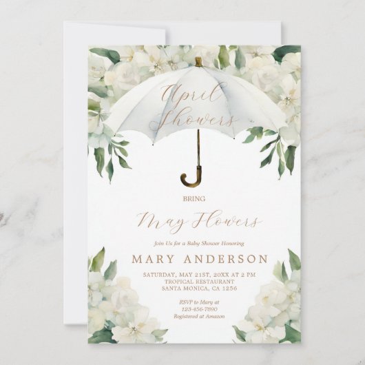フローラ傘4月シャワー五月の花をもたらす 招待状 (正面)