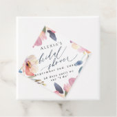 フローラ優先の正方形ラベルブライダルシャワー フェイバータグ (インサイチュ)