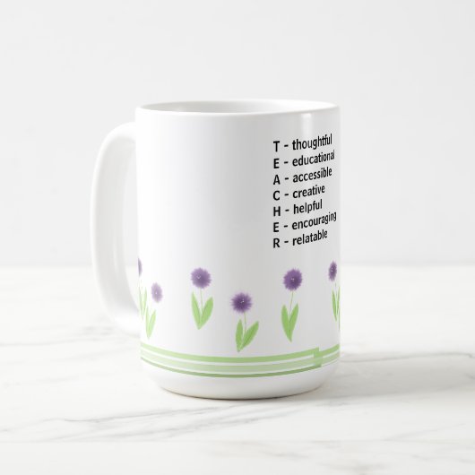 フローラ先生アクロスティックデザイン コーヒーマグカップ (正面左)