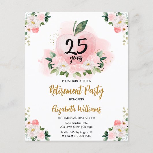 フローラ先生退職パーティー予算招待状 (正面)