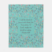 フローラ光ティール（緑がかった色） |平和スリープの安全性 |クリスチャン フリースブランケット (正面)