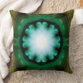 フローラ光沢グリーン装飾 クッション (ブランケット)