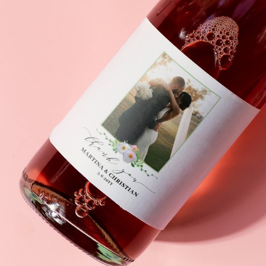 フローラ写真ありがとうご結婚ざう スパークリングワインラベル