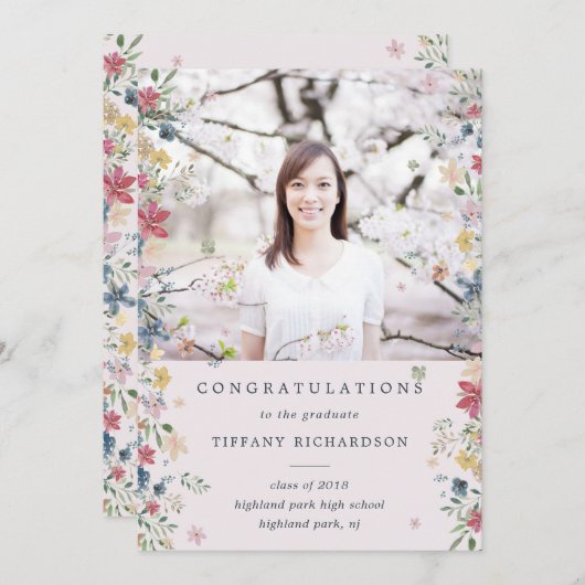 フローラ写真の卒業発表 案内状 (正面/裏面)
