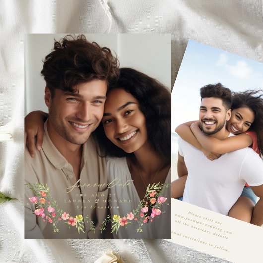 フローラ写真の微妙なフレームは日付結婚を保存 招待状