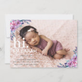 フローラ写真コラージュの誕生発表 招待状 (正面)