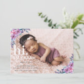 フローラ写真コラージュの誕生発表 招待状 (スタンド正面)