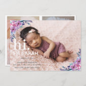 フローラ写真コラージュの誕生発表 招待状 (正面/裏面)