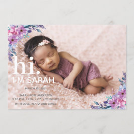 フローラ写真コラージュの誕生発表 招待状