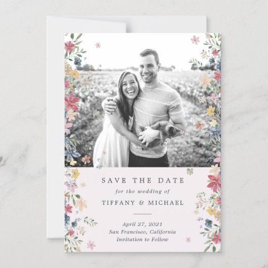 フローラ写真保存日 マグネット招待状 (正面)