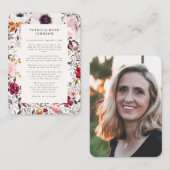 フローラ写真悔やみや弔慰葬儀記念カード 名刺 (正面/裏面)