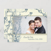 フローラ写真日付の結婚はがきを保存 案内ポストカード (正面/裏面)