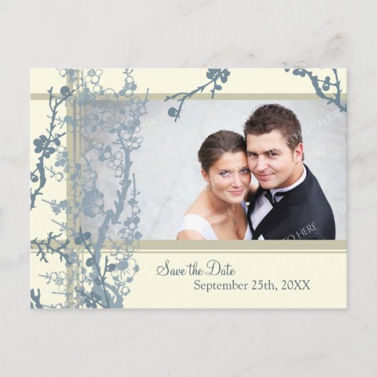 フローラ写真日付の結婚はがきを保存 案内ポストカード (正面)