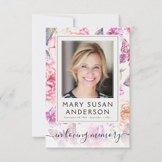 フローラ写真葬儀記念お礼ノートカード サンキューカード (正面)