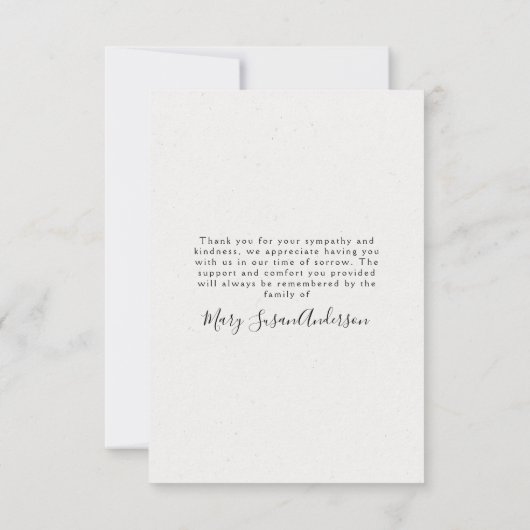 フローラ写真葬儀記念お礼ノートカード サンキューカード (裏面)