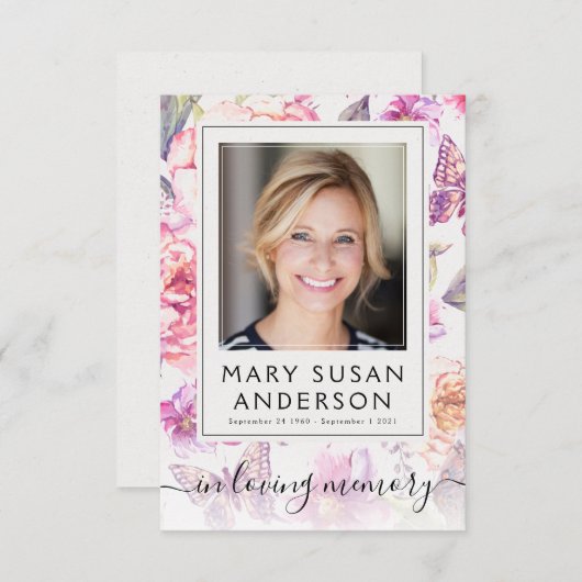 フローラ写真葬儀記念お礼ノートカード サンキューカード (正面/裏面)