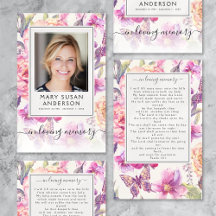 フローラ写真葬儀記念祈りの言葉カード