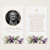 フローラ写真葬儀記念祈りの言葉カード (正面&裏面)