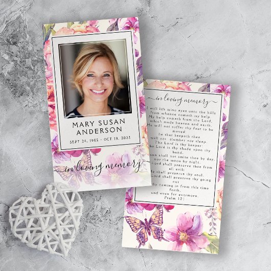 フローラ写真葬儀記念祈りの言葉カード コーリングカード