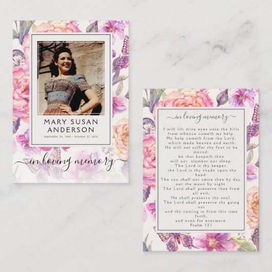 フローラ写真葬儀記念祈りの言葉カード ノートカード (正面/裏面)