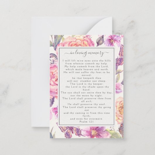 フローラ写真葬儀記念祈りの言葉カード ノートカード (裏面)