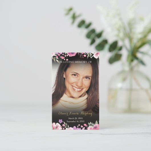 フローラ写真葬儀記念祈りの言葉カード 名刺 (スタンド正面)