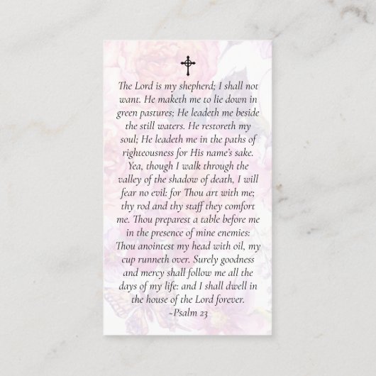 フローラ写真葬儀記念祈りの言葉カード 名刺 (裏面)