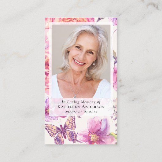 フローラ写真葬儀記念祈りの言葉カード 名刺 (正面)