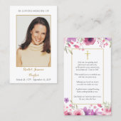 フローラ写真葬儀記念祈りの言葉カード 名刺 (正面/裏面)